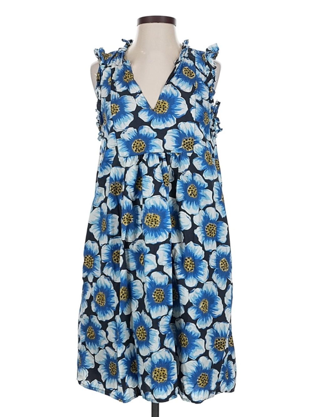 Sundance Azalea Blooms Linen Floral Ruffled Shoulder Dress Size S - Picture 2 of 7